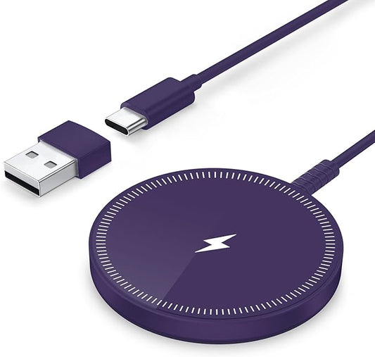 Magnetic Wireless Charger Fast Charge Strong Magnet Charging Pad for iPhone 17/16/15/14/13/12 - Series&AirPods Pro 4-2, Daul Ports, Case-Friendly, Ultra-Slim & Portable for Travel Nightstand Desk