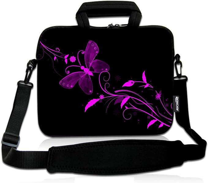 RICHEN 10 inch Messenger Bag Carrying Case Sleeve with Handle Accessory Pocket Fits 7 to 10-Inch Laptop/Notebook/ebooks/Kids Pad (7-10.2 inch, Nice Butterfly)