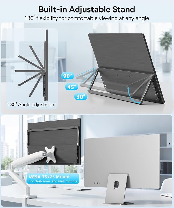 MAGICRAVEN Wireless Portable Monitor for Laptop, 15.6" Portable Monitor with Battery-1080P FHD Second Screen for Home & Office, AirPlay & Miracast Casting, No Cables or Drivers Needed