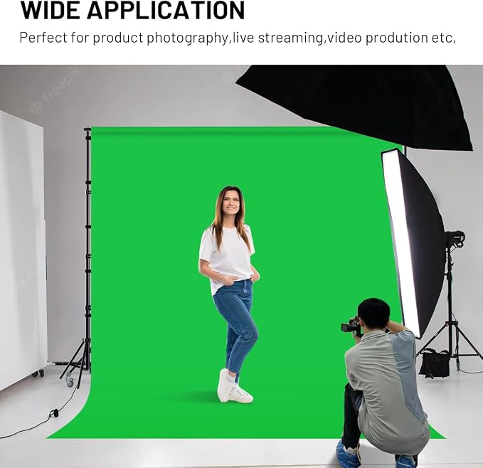 Green Screen Backdrop Background,10 X 13 FT Large Photography Backdrop Photo Background Screen for Streaming Zoom Photo Muslin Green Curtain Video Recording Greenscreen Picture Photoshoot