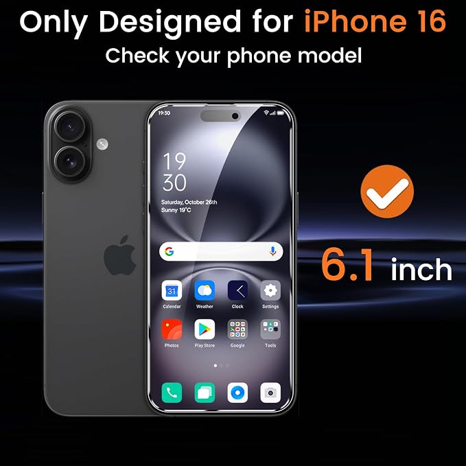 Lesakit 4+4 Pack Privacy Screen Protector for iPhone 16 6.1-Inch with 4 Pack Camera Lens Protector, Anti Spy Tempered Glass Film 9H Hardness Case Friendly