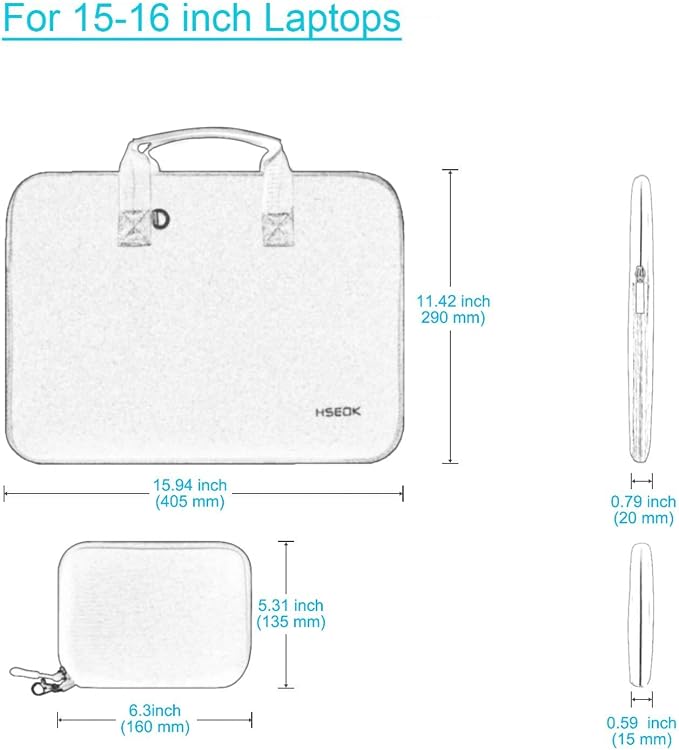 Hseok Laptop Sleeve 15.6-16 inch Case with Small Pouch, Neoprene Computer Bag Compatible with MacBook Neo/Pro 16" M5/M4/M3/M2/M1, MacBook Air 15 M5, XPS 16 and Most 15.6-16 inch Notebooks, S02B01