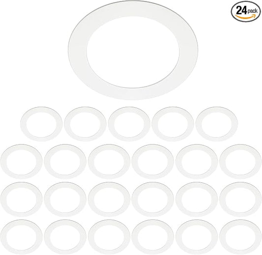24 Pieces Trim Goof Rings for 6" Recessed Lights, Plastic Ceiling Light Goof Rings to Cover and Clean up Unsightly Drywall, Mis-Cuts or Oversized Holes