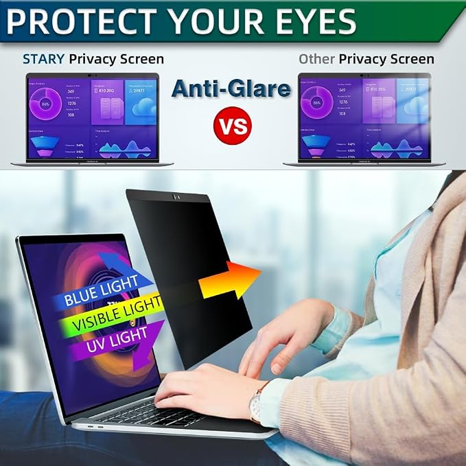 STARY Magnetic Privacy Screen for MacBook Pro 13 Inch (2016-2022,M1,M2) & MacBook Air 13 Inch(2018-2021,M1) Removable Laptop Privacy Filter Shield and Matte Anti-Glare Blue Light Protector
