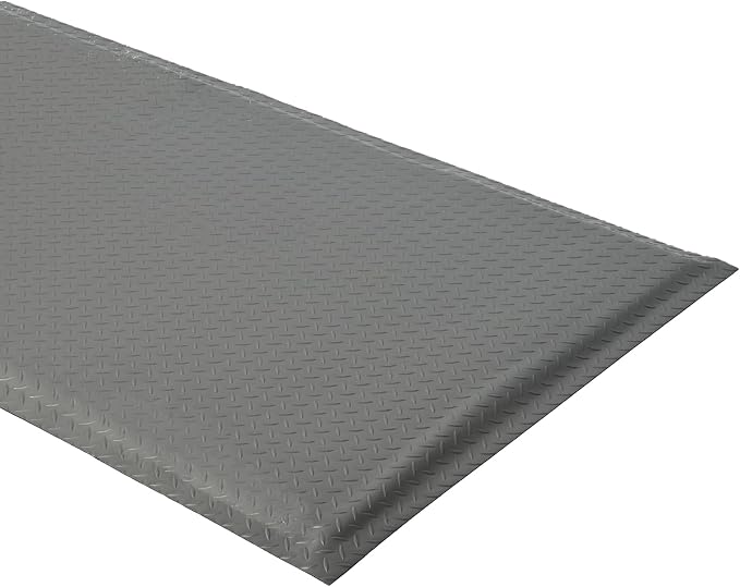 2'x7' Anti Fatigue Mat Industrial 15/16" Thick Soft Sponge Cushioned Floor Mat, Heavy Duty Diamond Plate Anti-Skid Standing Mat, Work Shop Mat (Gray)