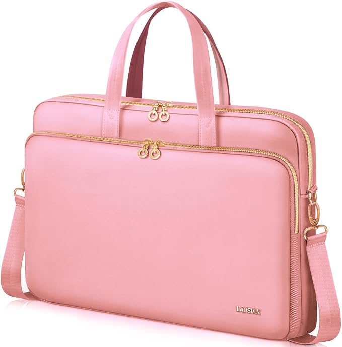 14 Inch Laptop Bag Case for Women Men Compatible with HP Chromebook OmniBook Envy/14 MacBook Pro M5/Dell Pro Inspiron XPS/Lenovo Yoga, Messenger Carrying Briefcase Computer Bag Case, Pink
