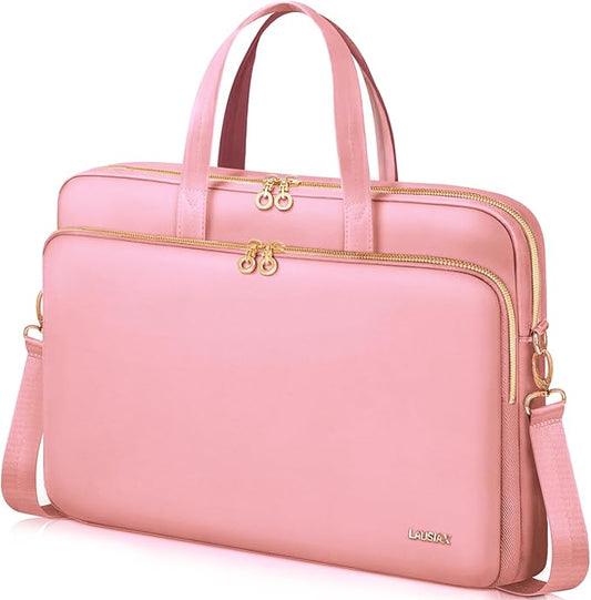 17 17.3 Inch Laptop Case Bag Women Men Compatible with HP OmniBook Envy Omen Pavilion/Dell Inspiron Precision/LG Gram/Yoga ThinkPad, Messenger Carrying Briefcase Computer Bag 18 inch, Pink
