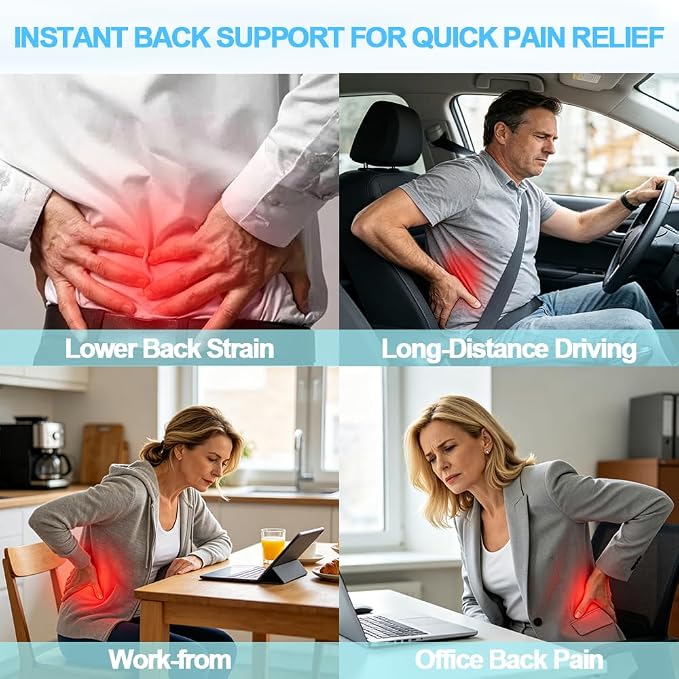 Lumbar Support Pillow for Office Chair, Gaming Chair, Car Driver Seat Back Cushion, Bed & Couch, Gifts for Friends and Parents,Ergonomic Back Support Pillow with Comfortable Memory Foam(Pink)