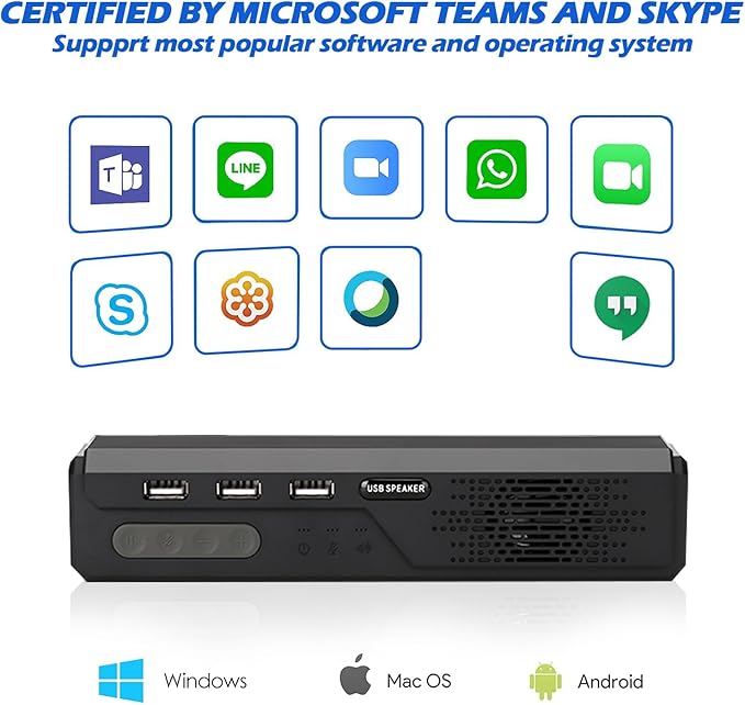 3 in 1 USB Computer Speakers with Microphone, Wired Desktop Sound Bar for PC Laptop, Stereo Bass & 360° Enhanced Audio, Conference Speaker for Home Office, Online Learning, Gaming & Video Calls