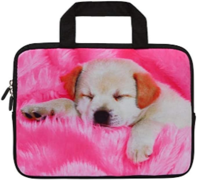 14 15 15.4 15.6 inch Laptop Handle Bag Computer Protect Case Pouch Holder Notebook Sleeve Neoprene Cover Soft Carrying Travel for Dell Lenovo Toshiba HP Chromebook ASUS Acer (Sleeping Dog)