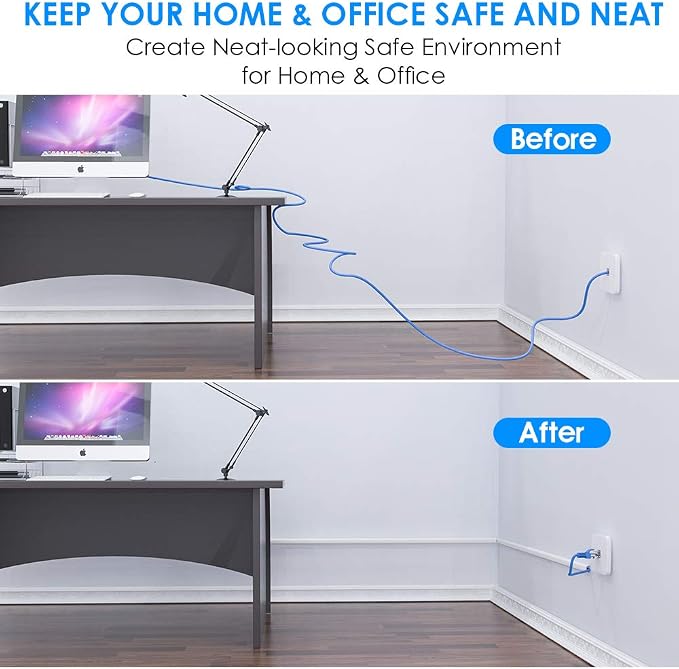 Delamu 128in Cord Hider for 1 Cord, Self-Adhesive Cord Covers for Wires on Wall, Easier Install Wire Covers for Cords on Wall, Cable Wire Hider, Cable Cover Management Raceway, W0.48 H0.3in, White