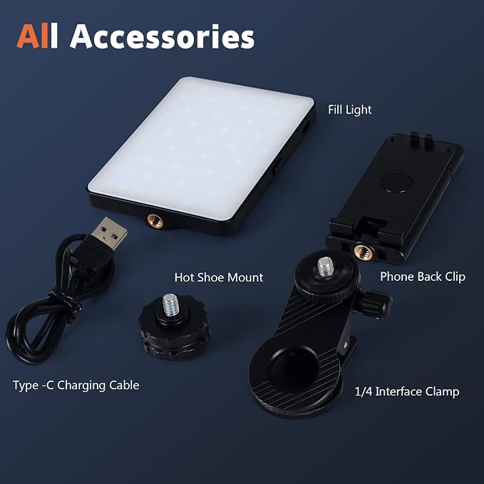 Selfie Light With Front & Back Clip, Three Light Modes, USB Charging, for iPhone, iPad, Laptop, TikTok, Vlog, Makeup, Video Conferencing