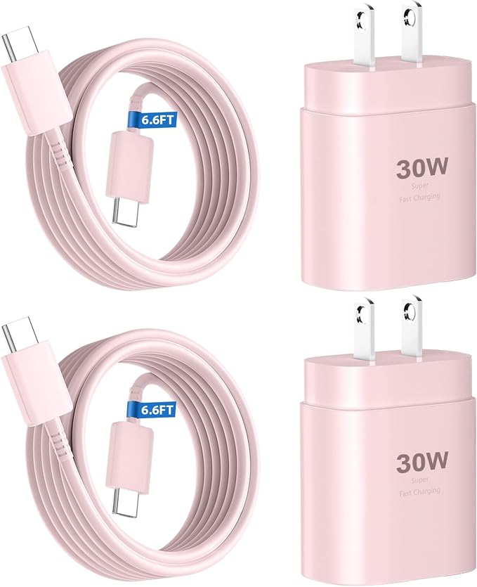 Phone 17 16 15 Charger Fast Charging,30W USB C Phone 17 16 15 Pro Max Charger Block &6.6FT Long Type C Cable Cord for i.Phone 17/Air/17 Pro/17 Pro Max/16/16 Plus/16 Pro/16 Pro Max/15/15 Pro Max,Pink