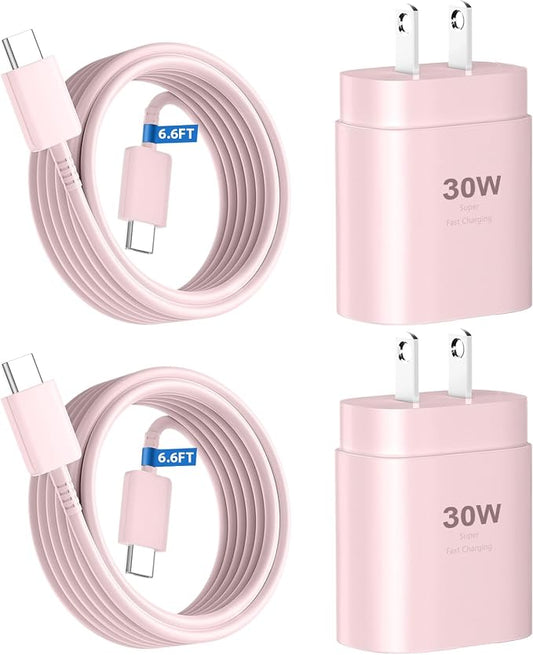 Phone 17 16 15 Charger Fast Charging,30W USB C Phone 17 16 15 Pro Max Charger Block &6.6FT Long Type C Cable Cord for i.Phone 17/Air/17 Pro/17 Pro Max/16/16 Plus/16 Pro/16 Pro Max/15/15 Pro Max,Pink