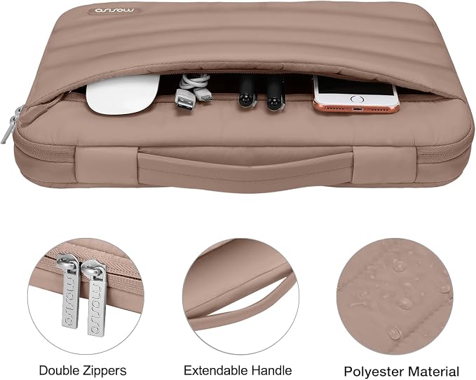 MOSISO Compatible with MacBook Air 13 inch Case M5 2026 M4 2025 M3 M2 2024-2022 A3449 A3240 A3113 A2681, Hard Case&Puffy Bag&Keyboard Cover&Webcam Cover&ScreenFilm for MacBook Air 13.6, Bronze Brown