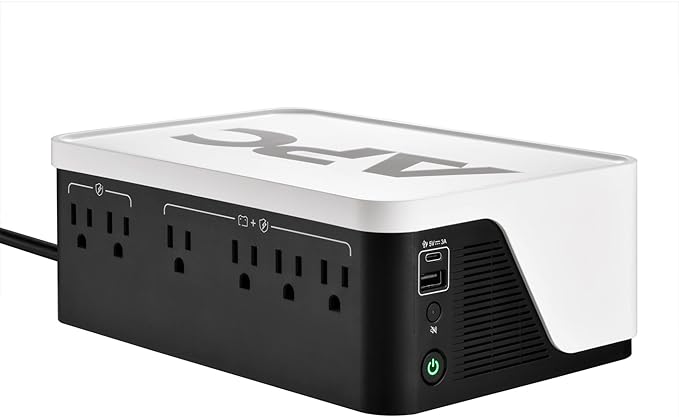 APC Back-UPS 700VA / 420W UPS Battery Backup Surge Protector, 6 Outlets, Type C Charger, BE700G3 Uninterruptible Power Supply for Home Office & Wi-Fi
