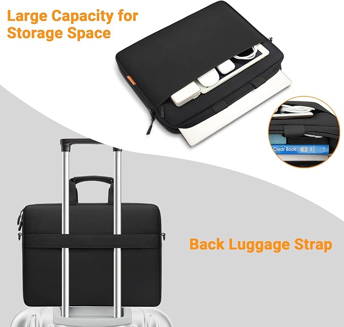 ZYB Waterproof Laptop Bag 15 15.6 16 Inch,Laptop Case 15.6-16 Inch Sleeve with Shoulder Strap,Notebook Case for 15.6 16 Inch Laptop Lenovo MacBook Pro 16 15 HP Acer ASUS DELL etc 15.6 16in Bag-Black