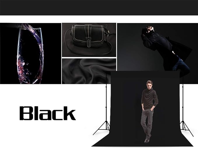 Black Backdrop for Photoshoot, Professional Photo Backdrop Background Curtain for Product Photography, Portraits, Wedding, Party, Live Streaming Video Recording 5X7 FT (Background Only)
