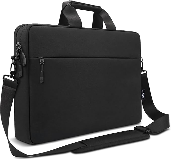 TECOOL Laptop Bag 17 17.3 Inch, Waterproof Laptop Case Sleeve Messenger Bag Briefcase with Shoulder Strap for 17 17.3 Inch Lenovo HP Dell Acer ASUS Notebook Computer Carrying Case, Black