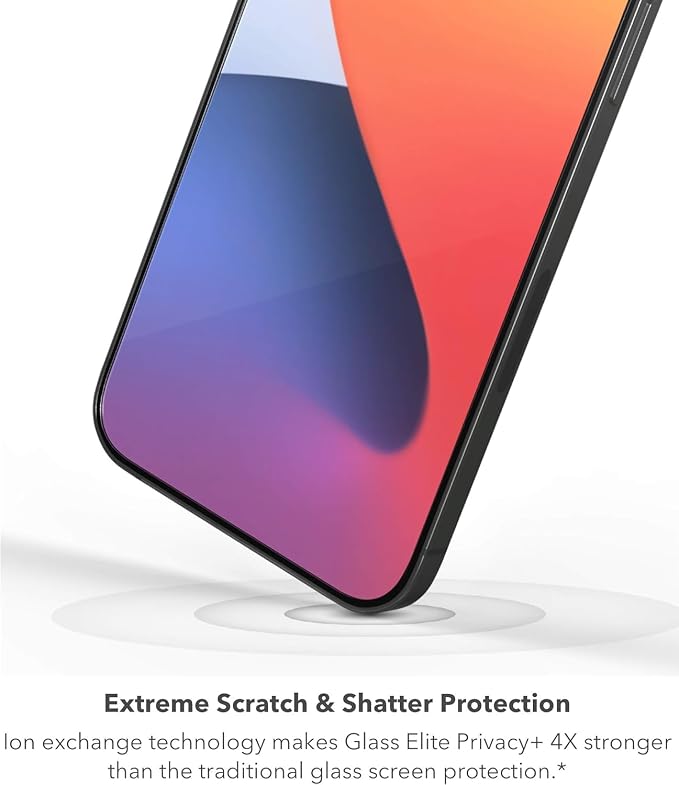 ZAGG InvisibleShield Glass Elite Privacy+ Screen Protector for iPhone 12 Pro Max, Two-Way Privacy Filter, 4X Stronger, Anti-Fingerprint Technology, Easy to Install
