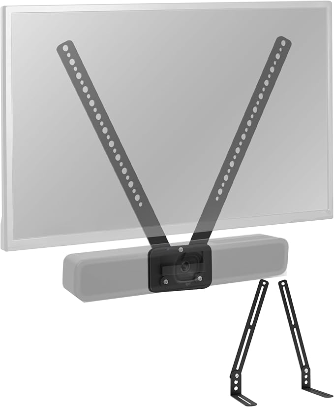 TV Mount for Logitech MeetUp HD Video and Audio Conferencing System, Alternating 6mm and 8mm Holes, L-Shaped Brackets Adjust the Gap, 150 Pound Load-Bearing Capacity