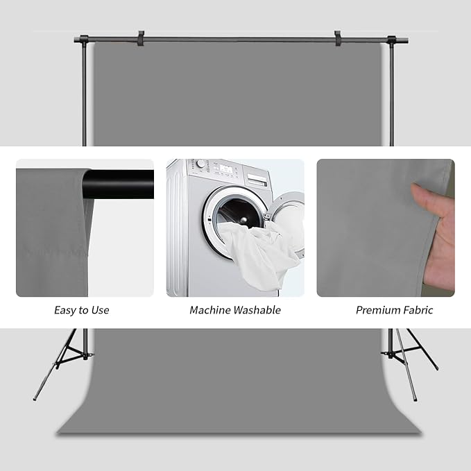 Grey Backdrop Background for Photography Photo Booth Backdrop for Photoshoot Background Screen Video Recording Parties Curtain 10x10FT