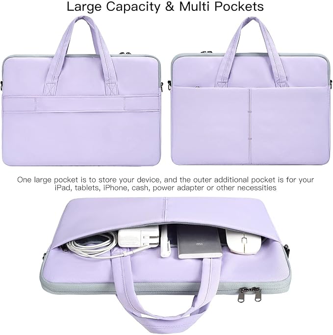 17-17.3 Inch Laptop Shoulder Sleeve Bag Women Ladies Briefcase for Acer Predator 17, HP Envy 17/Pavilion 17, Dell Inspiron 17/ G3 G7 17.3, Lenovo L340 17.3, ASUS ROG, MSI GS75 GF75 17.3 Case, Purple