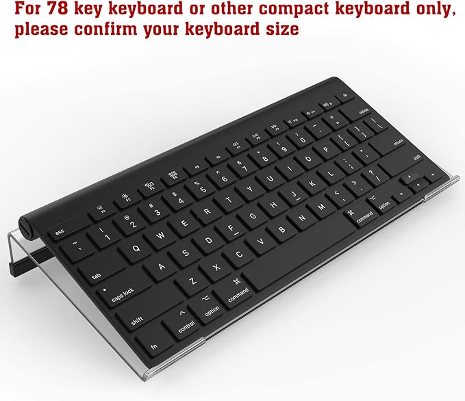 KOTEMON Mini Computer Keyboard Stand-11.8'' x 5.1''-Small Computer Keyboard Tray Acrylic Keyboard Holder for 78 Keys Universal Compact Keyboard, with Black Silicone Strip, Clear