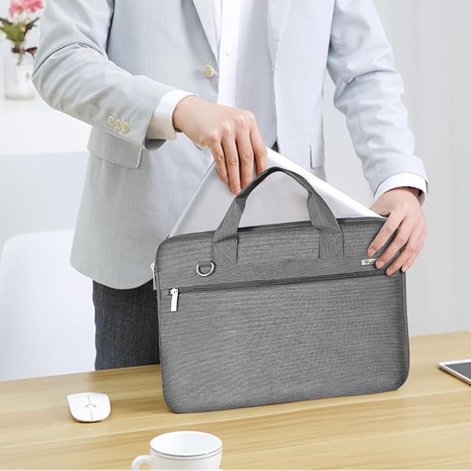 Voova Laptop Bag 15.6 Inch, 360° Protective Laptop Case Sleeve Compatible with MacBook Air 15 M2/M3/M4, MacBook Pro 15/16, 15-16” Lenovo Dell Hp, Waterproof Computer Bag Slim Briefcase, Grey