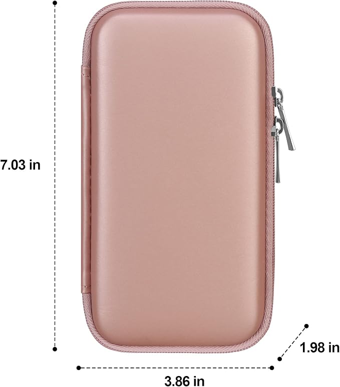 Canboc Carrying Travel Pouch MacBook Charger Case for MacBook Accessories, Charging Cords, Air Power Adapter, iPhone Charger, USB Cable Organizer for Earbuds, Battery Pack, USB Hub, Rose Gold