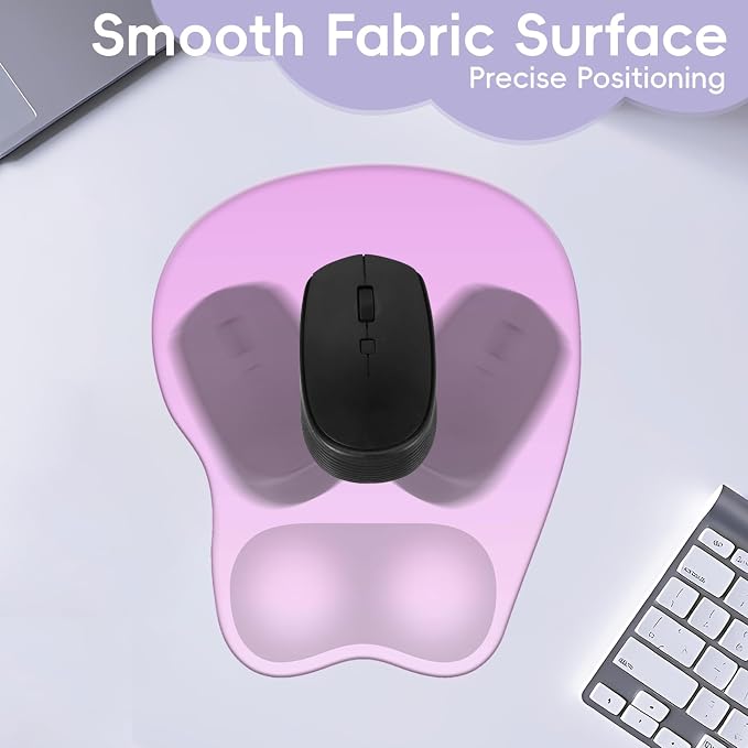 Mouse Pad with Wrist Rest Ergonomic Mouse Pad with Comfortable M-Shape Pain Relief Wrist Support Non-Slip PU Base Mousepad for Laptop, Office & Home (Plum)