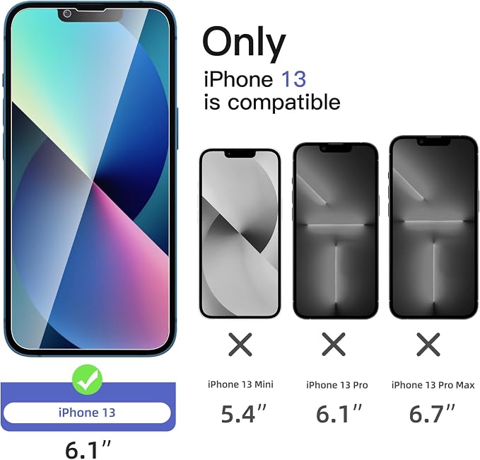 NEW'C 3x Privacy for iPhone 13 Screen Protector (6.1 inches)+ 3x Camera Lens Protector, Sensor Protection, Case Friendly Tempered Glass Film + Dust Plug- Enhanced Privacy Angle of 28 Degrees
