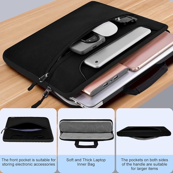 Laptop Case 15 inch Shoulder Bag Compatible with MacBook Air 15 M4 A3241 M3 A3114 M2 A2941 2025 2024 2023, XPS 15, HP Dell ASUS Lenovo and Most 15 inch Notebooks,Black