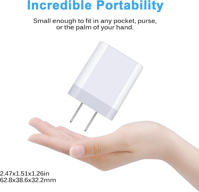 Fast Charger Block for Samsung Galaxy A17 A16 5G,A15,A56,A35,S25 Ultra,S24FE,A54,Z Fold/Flip7,A14,A53,S23,A23;iPhone 16 Pro Max 15;Pixel 10 9a,Type C Charger Box Wall Plug Adapter+6FT USB C to C Cable
