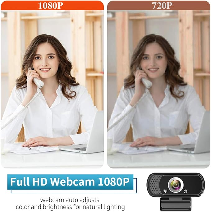 1080P Webcam with Microphone, HD Webcam Web Camera with Tripod Stand, Widescreen USB Computer Camera, Streaming Mic Web cam for Online Calling/Conferencing,Facetime/YouTube Desktop Laptop PC
