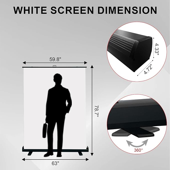 LIHONG 59.8 x 78.7in White Screen Collapsible Chroma Key Backdrop,Portable Retractable Photo Background with Stand for Video, Live Game,Streaming,Wrinkle Resistant Fabric,Pull-up&Down Style
