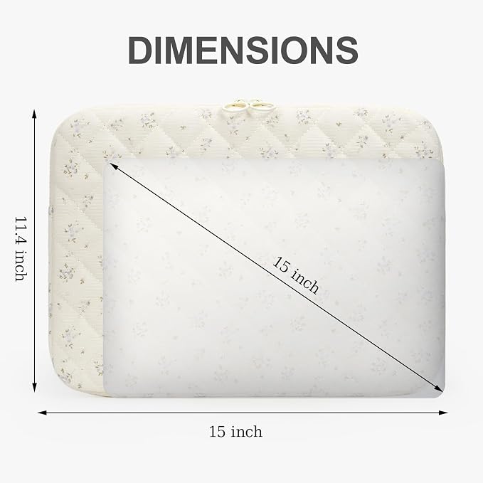 Puffy Laptop Sleeve 13-15.6 Inch Corduroy Quilted Laptop Protective Case Cute Floral Computer Sleeve Protective for MacBook (B-Purple, 15-16 Inch)