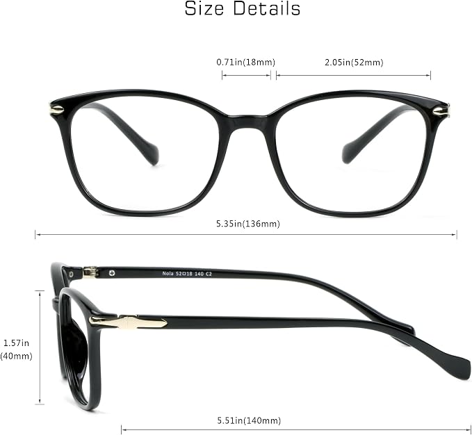 VisionGlobal Blue Light Blocking Glasses for Women/Men, Anti Eyestrain, Computer Reading, TV Glasses, Stylish Square Frame, Anti Glare(Black,No Magnification)