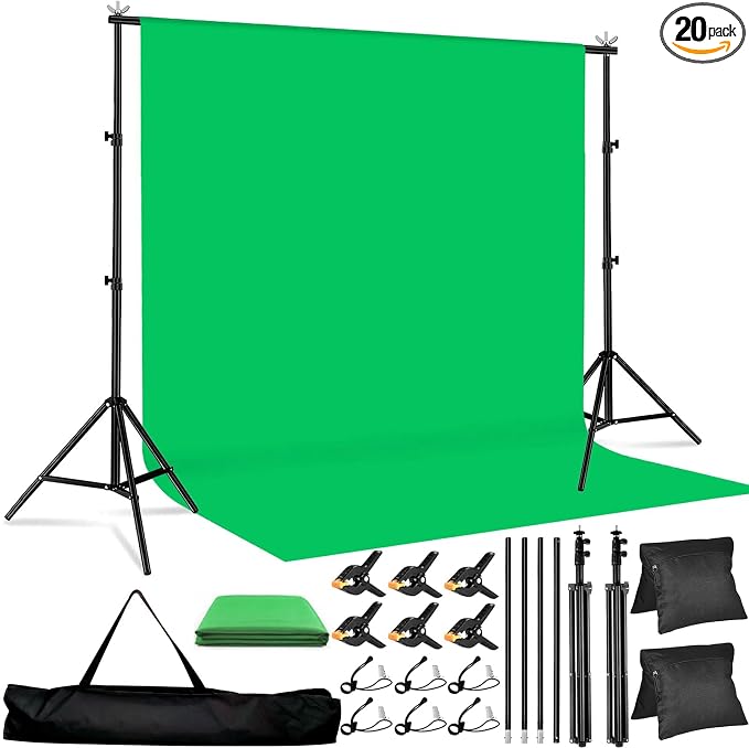 Green Screen Backdrop Kit 10x8.5ft with Tripod Stand, Chroma Key Background System for Video Shooting, Live Streaming, Photo Studio, Content Creation and Virtual Backgrounds
