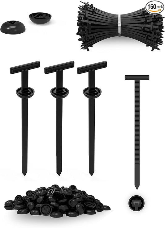 150PCS Nylon Cable Tie Buckle - Universal T-Style Zip Ties - Push Rivet Retainer Automotive Car Body Clips - Locking Fastener for Mudguard & Fender Liner - Cord Organizer for PC, Office, Home
