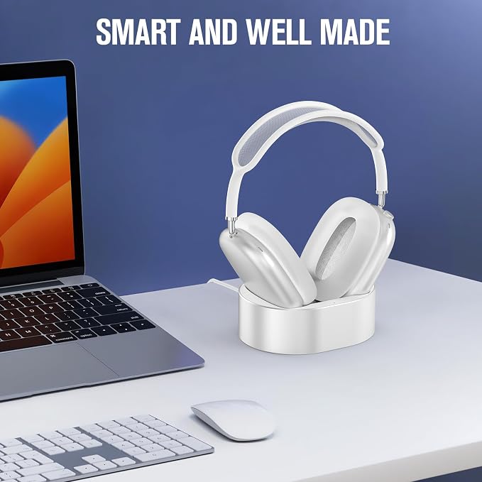 Headphone Charging Stand for AirPods Max,Magnetic Stand,Protable Desktop Headset Holder,Headset Stand, Charging Base for Headphones,Designed for AirPods Max (M3_White Sleep Mode)