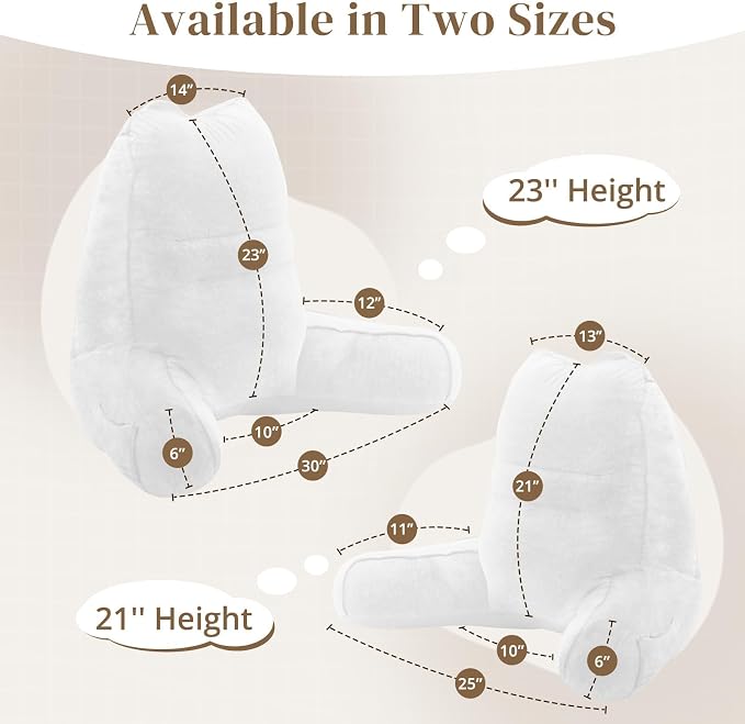 Sasttie Reading Pillow, Pillows for Reading or Relaxing – Ergonomic Support for Head, Neck, Back, and Lumbar, 21-Inch, White