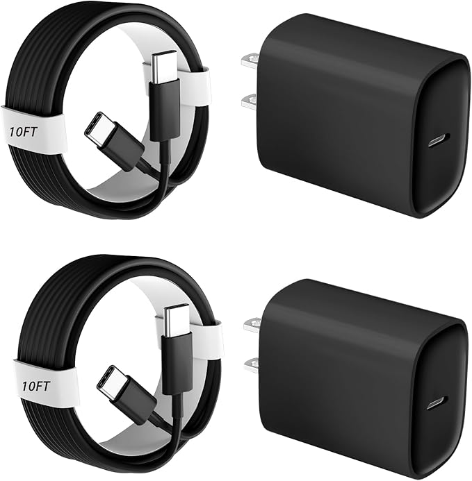 Phone 17 16 15 Pro Charger Fast Charging, 20W USB C Fast Charger Block with 10FT Long Type C Chargers Fast Charging Cable Cord for Phone 17/17 Pro/17 Pro Max/Air/16 Pro Max/16 Pro/15Pro Max/Pro, S24
