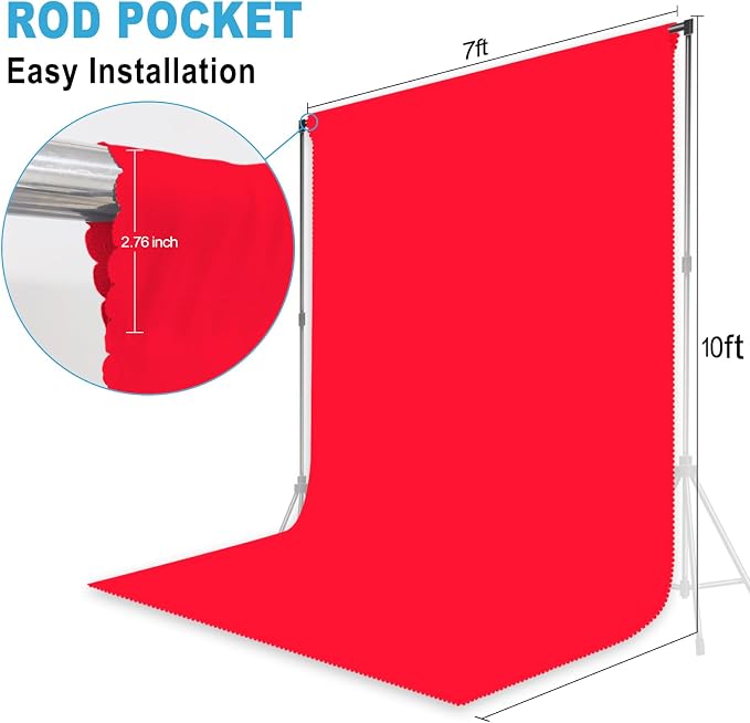 Red Backdrop for Photoshoot, Professional Photo Backdrop Background Curtain for Product Photography, Portraits, Wedding, Party, Live Streaming Video Recording 7X10 FT