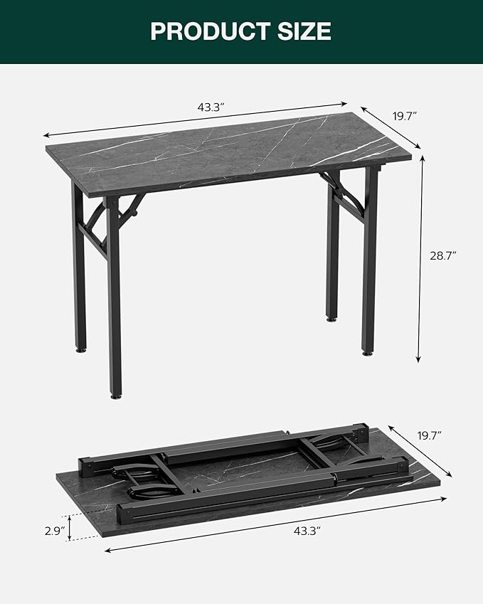 Frylr Small Folding Computer Desk – Portable 44.3 Inch Foldable Laptop Table, Collapsible and Compact for Easy and Fast Setup, Lightweight for Small Spaces, Home Craft and Study Use, Marble Greige