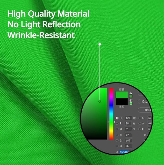Portable Collapsible Webcam Backdrop With Package Bag, Attaches to Chair, Easy Setup, Wrinkle-Resistant Fabric, Perfect for Zoom Webex Teams TikTok, Background Green Blue Screen D59''