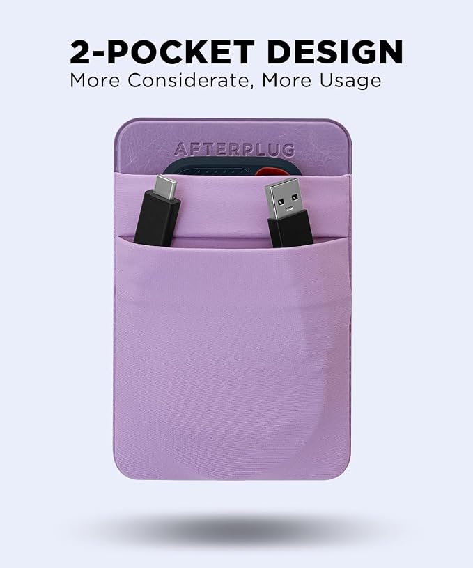 2-Pocket Adhesive Hard Drive Holder for Laptop, Stick-On Pocket Pouch for External Portable SSD, HDD, Slim Mouse and Cables (Small - Fits SSD)