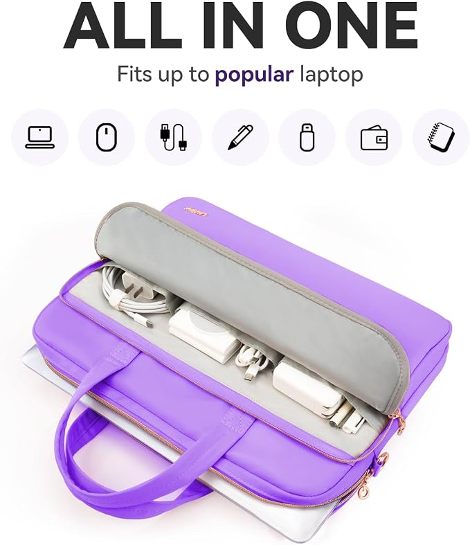 Laptop Case Bag Women Men Computer Sleeve Compatible with MacBook/Dell/HP/Acer/ASUS, Waterproof Shoulder Carrying Briefcase, Purple, 17-17.3 Inch
