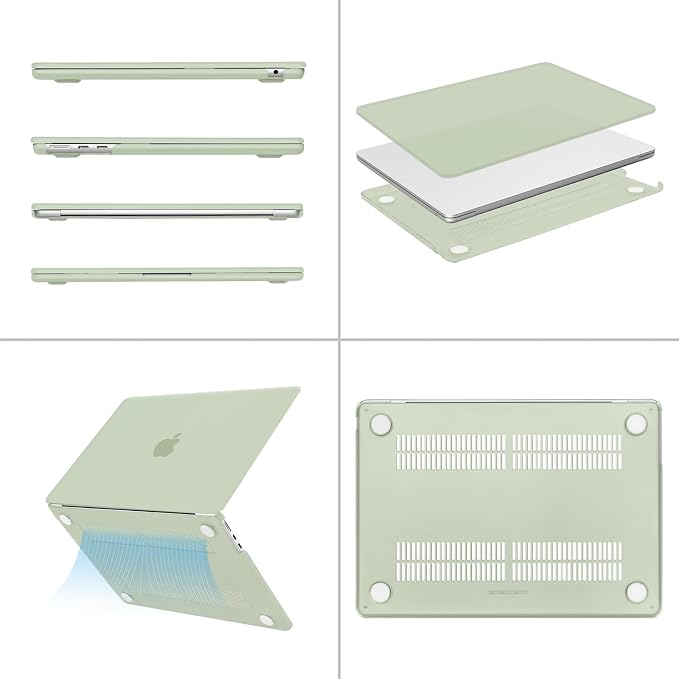 MOSISO Compatible with MacBook Air 13 inch Case M5 2026 M4 2025 M3 M2 2024-2022 A3449 A3240 A3113 A2681, Hard Shell&Keyboard Cover&Screen Film&Type C for MacBook Air 13.6 inch Case, Sage Green