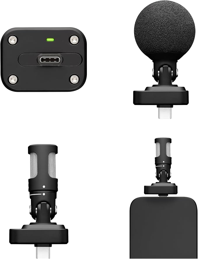 Shure MV88 USB-C Microphone for Mobile Recording, Portable Mic for Vlogging with Auto Level Mode, Real-Time Denoiser for Smart Noise Cancelling & 4 Polar Patterns, Black